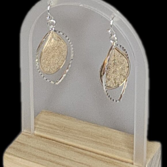 Hand-hammered Delicate Gold-Silver Filagree Open, Spinner Teardrop Earrings - Picture 7 of 15